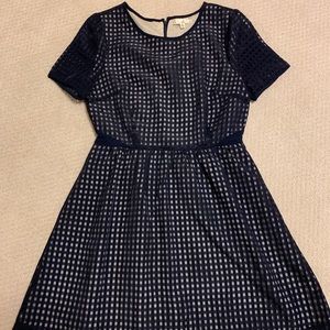 Navy square pattern dress